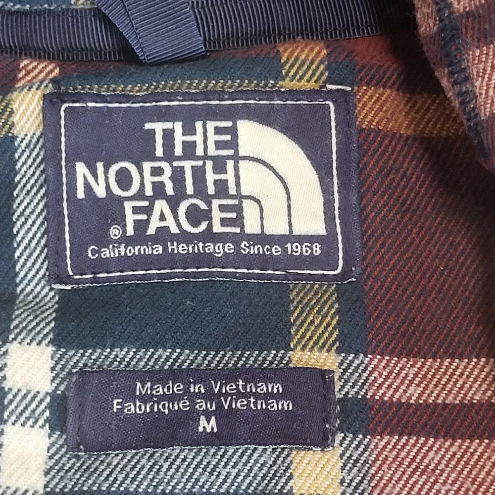 Vintage The North Face Plaid-Lined Zip-Up Heather Gray Men's Hoodie Size Medium